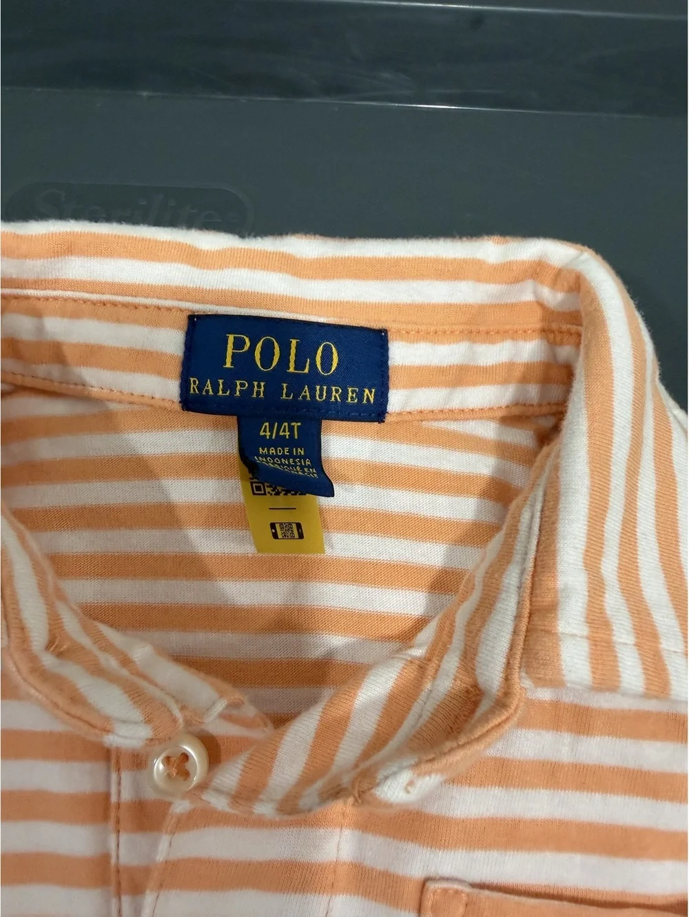 Polo Ralph Lauren Toddler Boys 4T Orange White Striped Polo Shirt Preowned